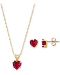 Macy's - 2-pc. Set Lab-created White Topaz Heart Pendant Necklace & Matching Stud Earrings (2-3/4 Ct. T.w. - Lyst