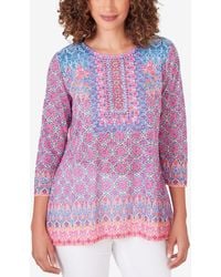 Ruby Rd. - Petite Embroidered Geometric Top - Lyst
