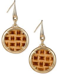 Patricia Nash - Gold-tone Woven Leather Disc Drop Earrings - Lyst