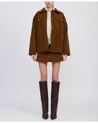En Saison - Eloise Long Sleeve Faux Suede Chore Jacket - Lyst