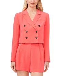 Cece - Solid Double Breasted Notched Collar Cropped Blazer - Lyst