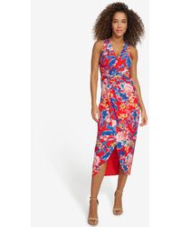 Siena Jewelry - Floral Side-ruched Sleeveless Midi Dress - Lyst