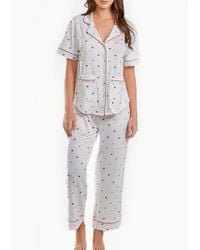iCollection - Kyley Pajama Heart Print Pant Set Trimmed - Lyst