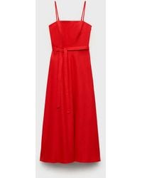 Mango - Bow Linen-blend Dress - Lyst