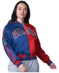 Starter - Red/royal New York Giants Cropped Full-snap Jacket - Lyst