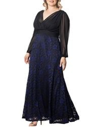 Kiyonna - Plus Size Mon Tresor Long Sleeve Lace Evening Gown - Lyst
