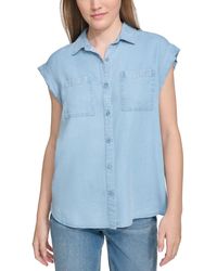 Calvin Klein - Petite Button-front Cap-sleeve Shirt - Lyst