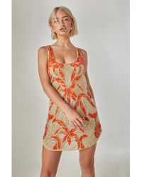 Nasty Gal - Retro Lace Curved Hem Mini Dress - Lyst