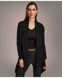 Donna Karan - Long-sleeve Drape-front Cardigan - Lyst