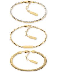Calvin Klein - Stainless Steel 3-pc. Set Crystal Mixed Chain Bracelets - Lyst