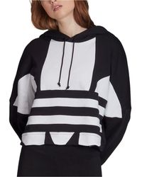 adidas Logo Print Cotton Hoodie - Black