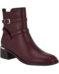 Calvin Klein - Jasen Buckle Strap Block Heel Booties - Lyst