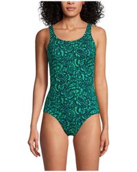 Lands' End - Petite Chlorine Resistant High Leg Soft Cup Tugless Sporty One Piece Swimsuit - Lyst
