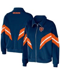 WEAR by Erin Andrews - Chicago Bears Plus Size Yarn Dye Stripe Full-zip Jacket - Lyst