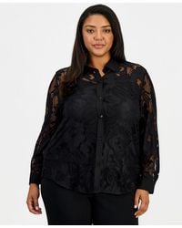 Anne Klein - Floral-lace Button-front Shirt - Lyst