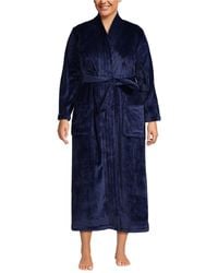 Lands' End - Plus Size Cozy Plush Long Wrap Robe - Lyst