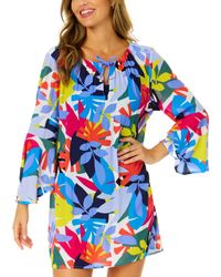 Anne Cole - Floral Bell-sleeve Cover-up Tunic - Lyst
