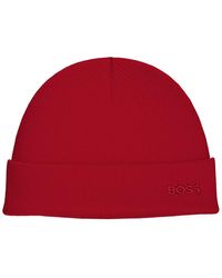 BOSS - Waffle Logo Detail Beanie - Lyst