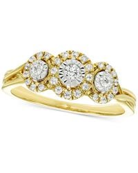 Macy's - Diamond 3-stone Halo Engagement Ring (1/4 Ct. T.w. - Lyst