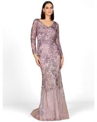 Lara - Long Sleeve V-neck Mermaid Gown - Lyst
