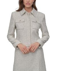 DKNY - Petite Cropped Long-sleeve Tweed Trucker Jacket - Lyst