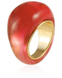 Vince Camuto Gold-tone And Mixed Red Pink Cocktail Ring