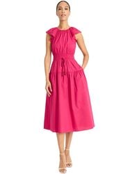 Maggy London - Round-neck Tie-waist Midi Dress - Lyst