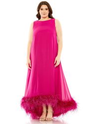 Mac Duggal - Plus Size High Neck Feather Hem Gown - Lyst