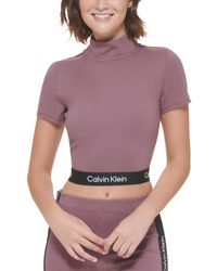 Calvin Klein - Performance Logo Elastic Mock Neck Top - Lyst