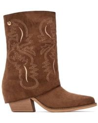 Xti - Suede Foldover Booties By - Lyst