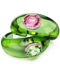 Swarovski - Dulcis Octagon Cut Pave Gold-tone Plated Cuff Bracelet Set - Lyst