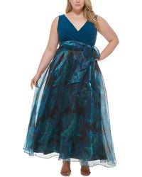 Eliza J - Plus Size Bow-front V-neck Sleeveless Organza Gown - Lyst