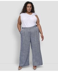 DKNY - Plus Size High Rise Zip-front Wide-leg Pants - Lyst