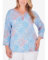 Ruby Rd. - Plus Size Embellished Diagonal Tiles Patchwork Top - Lyst