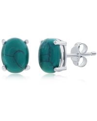 Simona - Sterling Silver Oval Turquoise Stud Earrings - Lyst