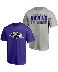 Fanatics - 2-pack Heather Gray/purple Baltimore Ravens Big & Tall T-shirt - Lyst