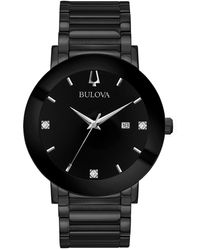 Bulova - Futuro Diamond-accent Black Stainless Steel Bracelet Watch 42mm - Lyst