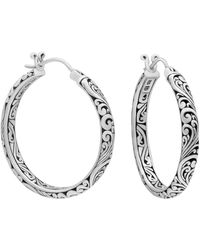 DEVATA Bali Filigree Hoop Earrings In Sterling Silver - Metallic