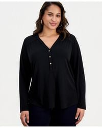 INC International Concepts - Plus Size V-neck Long-sleeve Top - Lyst