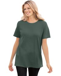Woman Within - Plus Size Within Waffle Thermal Satin Trim Tee - Lyst