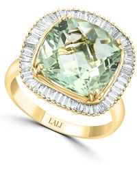 Lali Jewels Green Amethyst (5-1/4 Ct. T.w.) & Diamond (1/2 Ct. T.w.) Statement Ring In 14k Gold - Multicolor