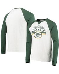 Junk Food White, Green Bay Packers Colorblock Raglan Long Sleeve T-shirt