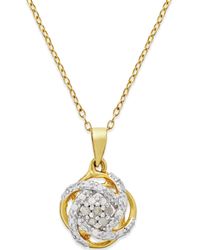 Macy's - Diamond Love Knot Pendant Necklace (1/10 Ct. T.w.) In 18k Gold-plated Sterling Silver - Lyst