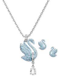 Swarovski - Silver-tone 2-pc. Set & White Crystal Iconic Swan Pendant Necklace & Matching Stud Earrings - Lyst