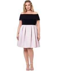Betsy & Adam - Plus Size Off-the-shoulder Short-sleeve Fit & Flare Dress - Lyst