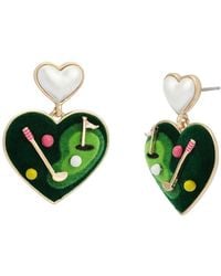 Betsey Johnson - Faux Mother Of Pearl Golf Heart Drop Earrings - Lyst