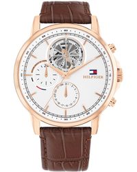 Tommy Hilfiger - Multifunction Leather Watch 44mm - Lyst
