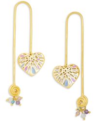 Nectar Nectar New York - 18k Gold-plated Mixed Gemstone Heart Earrings - Lyst