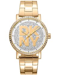 DKNY - Soho Logo -tone Stainless Steel Bracelet Watch - Lyst