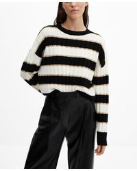 Mango - Round-neck Striped Sweater - Lyst